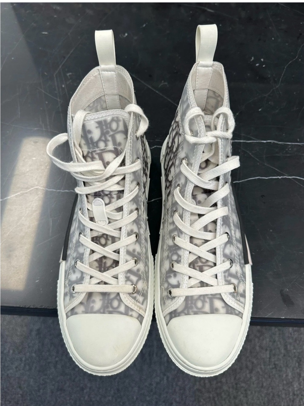 DIOR B23 LEAGUE HIGH TOP SNEAKERS WHITE/BLACK DIOR OBLIQUE CANVAS US 10 EUR 43